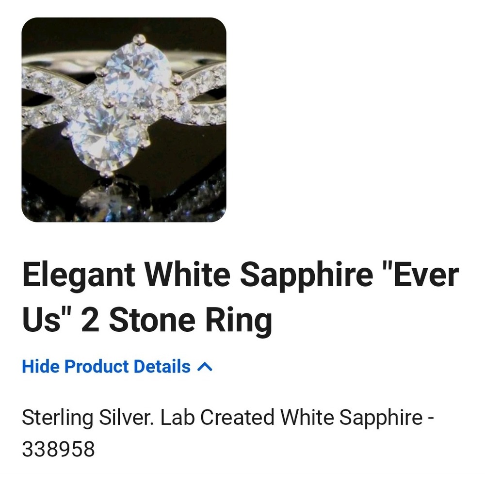Ever Us 2 Stone White Sapphire Sterling Silver Ring Bypass Infinity Band 338958